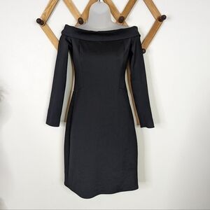 Halston Heritage Boat Neck Off the Shoulder Long Sleeve Bodycon Dress